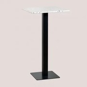 Kwadratowy Wysoki Stolik Barowy 60x60 Cm Z Lastryko Praline Terrazzo W Kolorze Kości Słoniowej - Czarny - Sklum