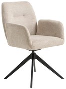 Kremowy tapicerowany fotel jadalniany z podłokietnikami Roxana – Unique Furniture