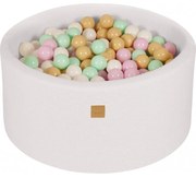 Okrągły Suchy Basen Z Piłeczkami 7cm Dla Dziecka, 90x40cm/300 Piłek, Boucle, Biały, Piłki: Pastelowy Róż, Mięta, Biały, Beż - Meowbaby®