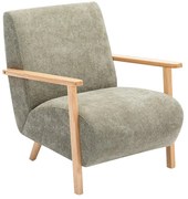 Fotel drewniany z zieloną tapicerką - JULOMO