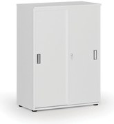 Szafa biurowa z drzwiami przesuwnymi PRIMO WHITE, 800 x 420 x 1087 mm, biały