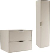 Kaszmirowy Zestaw do Łazienki 80cm Szafka z Blatem Słupek Fronty Ramka Roma