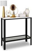 Konsola z metalowym stelażem w stylu loft czarny + biały połysk T8-N31