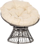 Outsunny Fotel Papasan Obrotowy z Poduszką Rattan Sztuczny Rama Metalowa Beżowy Komfort i Styl | Aosom PL
