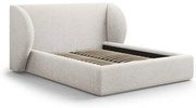 Jasnoszare tapicerowane łóżko dwuosobowe ze schowkiem i stelażem 200x200 cm Miley – Micadoni