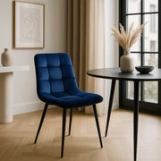 Krzesło Tapicerowane do Jadalni PERU Granatowe Welurowe Nowoczesne Loft