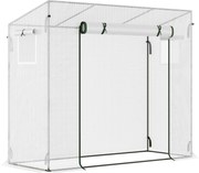 Outsunny Szklarnia z bocznym oknem, rolkowymi drzwiami, wiatroodporna, stalowa rama, plandeka z tworzywa sztucznego, biały, 200 x 68 x 196 cm