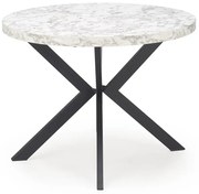 Okrągły marmurkowy stół rozkładany na czarnej podstawe M2-F77