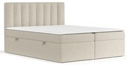 Beżowe łóżko boxspring ze schowkiem 140x200 cm Novento – Maison de Rêve