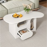 Nieregularny stolik kawowy z szufladami i otwartą przestrzenią do przechowywania w salonie lub biurze