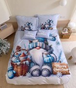 PrzytulneMieszkanie.pl PrzytulneMieszkanie.pl 3D Bawełniana pościel FROSTY GNOME niebieska + poszewka na poduszkę 40x50 cm gratis Rozmiar pościeli: 70 x 90 cm | 140 x 200 cm