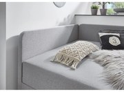 Jasnoszare tapicerowane łóżko jednoosobowe ze schowkiem 90x200 cm Cabana – Meise Möbel