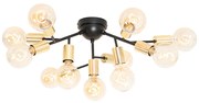 Designerska lampa sufitowa czarna ze złotem 12-świateł - JuulDesignerski Oswietlenie wewnetrzne