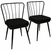 Zestaw krzeseł do jadalni Yildiz 2 Black and Black, 2 szt., 2 szt.