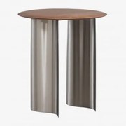 Nocna Szafka Okrągła Ø45 Cm Z Drewna Mango I Stali Nierdzewnej Marvion Drewno Mango - Sklum