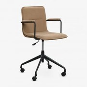 Krzesło Biurowe Na Kółkach Z Podłokietnikami Seifert Czarny & Sztruks W Kolorze Piaskowo-brązowym & Pana - Sklum