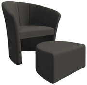 Grafitowy stylowy fotel z podnóżkiem wolnostojącym K9-E60