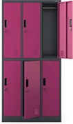 Szafa szkolna 6-skrytkowa Igor 90x45x185 cm antracyt/fuksja
