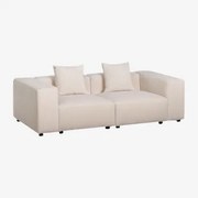 Modułowa Sofa 2-częściowa (↔︎230 Cm) Z Wysokim Podłokietnikiem Bruna Sztruksu Beżowy Len - Sklum