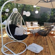 Kokon BELLISSIMO (fotel + stelaż) z białego technorattanu pokrowiec GRATIS