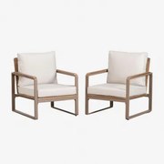 Zestaw 2 Foteli Ogrodowych Z Aluminium I Drewna Akacjowego Giselle Szary Kret - Sklum