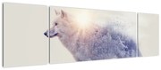 Obraz - Wilk arktyczny odzwierciedla dziki krajobraz (170x50 cm)