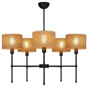 Žyrandol na pręcie MADELA 5xE14/40W/230V juta/czarny