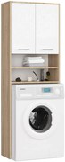Regał łazienkowy nad pralkę dąb sonoma + biały E1-A50