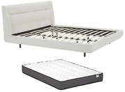 Łóżko 180 x 200 cm - Tkanina z bukli - Beż + Materac - ISYDE