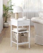 Stolik Boczny Szafka Nocna z Szufladą Biała - LET502B14