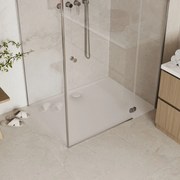 Massi Brodzik z konglomeratu prostokątny 100x 80 cm biały błyszczący/matowy RONA | Różne rozmiary | Różne kolory : Kolor - Biały matowy , Rozmiar - 100 x 80 cm