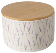 Pojemnik ceramiczny LAVANDER z bambusową pokrywą, Ø 16 cm
