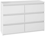 Komoda BASIC 6 szuflad – Biała | 120x75x40 cm