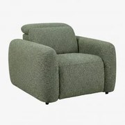 Fotel Elektryczny Rozkładany Tapicerowany Peggy Bouclé Salvia Zieleń - Sklum