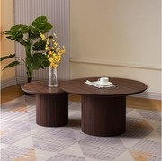 Zestaw 2 stolików kawowych – Efekt beżowego trawertynu – ESME