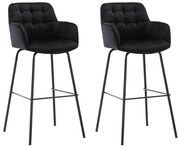 Zestaw 2 stołków barowych z weluru i metalu - kolor czarny - PEGA marki Pascal Morabito