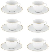 Białe porcelanowe filiżanki zestaw 6 szt. 100 ml Gold Chic – Villa Altachiara