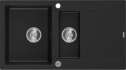 Mexen Matias zlewozmywak granitowy 1,5-komorowy z ociekaczem 900 x 505 mm, czarny, syfon chrom - 6502901505-77