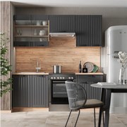 Zabudowa kuchenna ciemnoszary 200x60x81.6 fame-line
