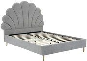 Łóżko z zagłówkiem w kształcie muszli 140 x 190 cm - Tkanina - Jasnoszary - LIVAYA