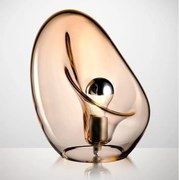 Lampka nocna, stołowa - Noma Table z bursztynowym szklanym kloszem