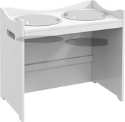 PawHut Stacja żywieniowa dla psów, 2 miski ze stali nierdzewnej, regulowana wysokość, 54x31,5x47cm, Biały