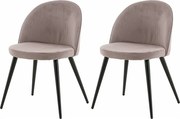 Zestaw 2 czarnych krzeseł do jadalni z welurową tkaniną w kolorze czarnym i różowym