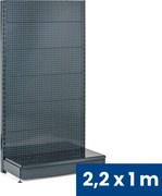 Regał sklepowy jednostronny, ścianki perforowane, 2200 x 1000 x 450 mm, podstawowy, antracyt