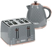 HOMCOM Zestaw kuchenny 2-w-1, toster i czajnik, wiele opcji, 1,7 L, 4 kromki tostów jednocześnie, plastik, Szary