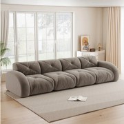 Kanapa 4-osobowa Modułowa z Chenille, Design Minimalistyczny bez Ramy, Głębokie i Majestatyczne Siedzenie - Brązowy