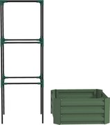 Outsunny Wysokie Łóżko Ogrodowe z Podporą do Pnączy Zielona 61x61x140cm | Aosom PL