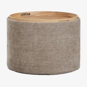 Okrągły, Tapicerowany Stolik Kawowy Berkeleni Z Tacą I Schowkiem Ø55 Cm & Tkaniny Szary Kret - Sklum