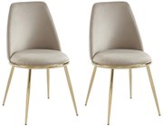 Zestaw 2 krzeseł z weluru i pozłacanego metalu - Beżowy - NEBINA marki Pascal Morabito