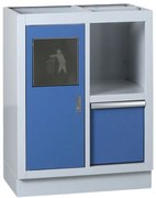 Szafka warsztatowa z koszem na śmieci do blatu EXPERT, 680 x 455 x 910 mm, niebieski